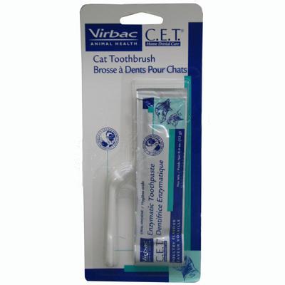 toothbrush and toothpaste. Virbac C.E.T. Cat Toothbrush