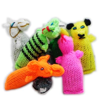 hand knitted cat toys