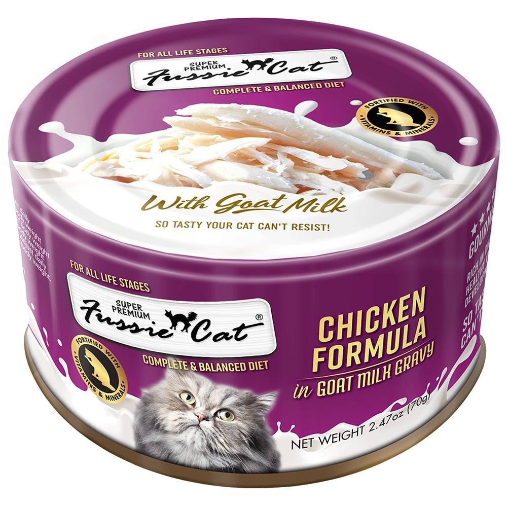 Fussie Cat Chicken Goat Premium Canned Cat Food 2.8oz case